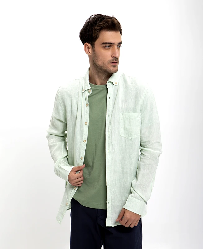 Basefield Λινό Πουκάμισο Slim Fit