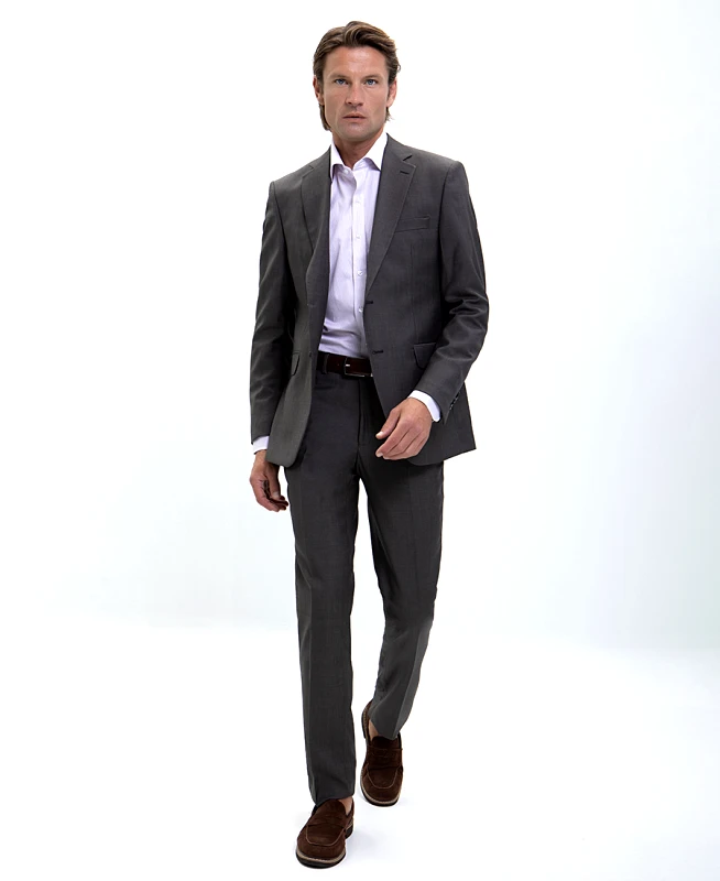 Vardas Vardas Ανδρικό Κοστούμι με Μικροσχέδιο Slim Fit σε Καφέ