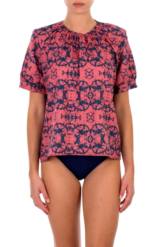 Emmanuela Swimwear Γυναικεία Μπλούζα Παραλίας σε Εμπριμέ Ροζ