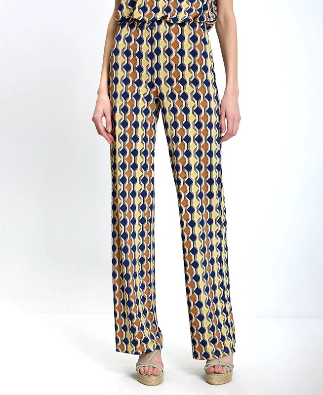 The Abito The Abito Γυναικείο Παντελόνι Wide Leg Με Γεωμετρικό Print