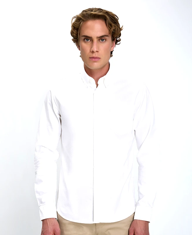 Basefield Ανδρικό Πουκάμισο Regular Fit Βαμβακερό Μονόχρωμο