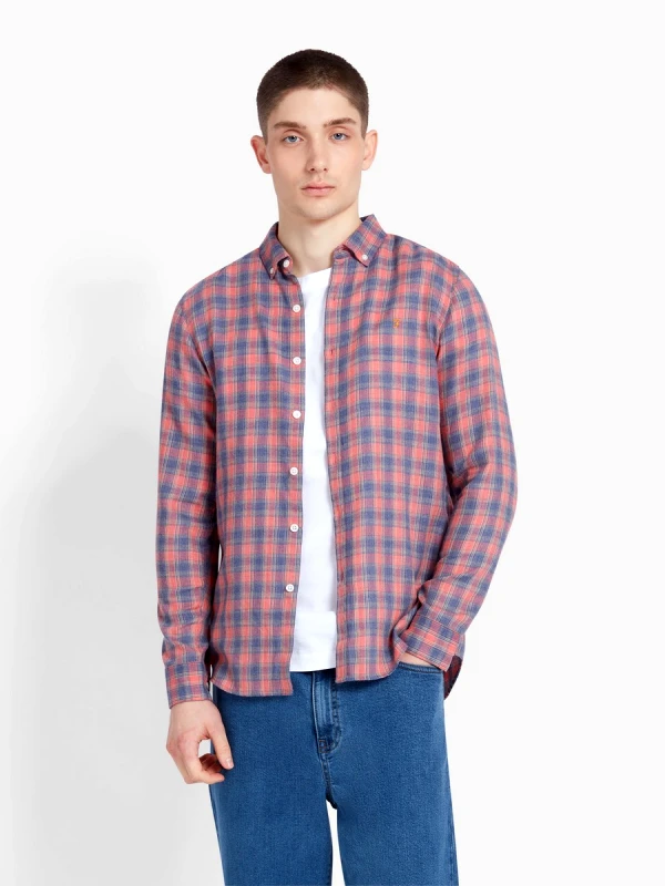 Farah Farah Ανδρικό Πουκάμισο Καρό Μακρυμάνικο Slim Fit από Οργανικό Βαμβάκι και Ανακυκλωμένο Πολυεστέρα