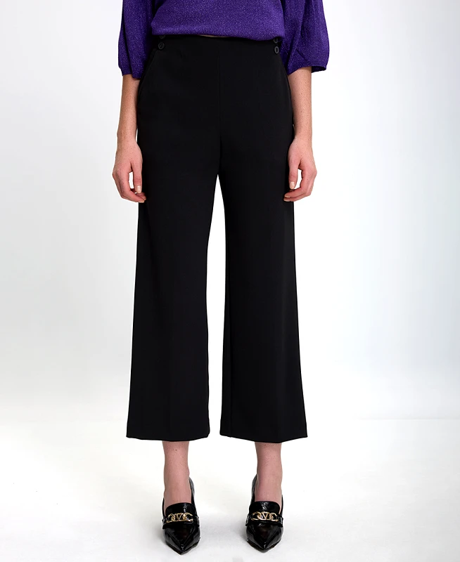 Diana D Γυναικείο Cropped Παντελόνι Wide Leg σε Μαύρο