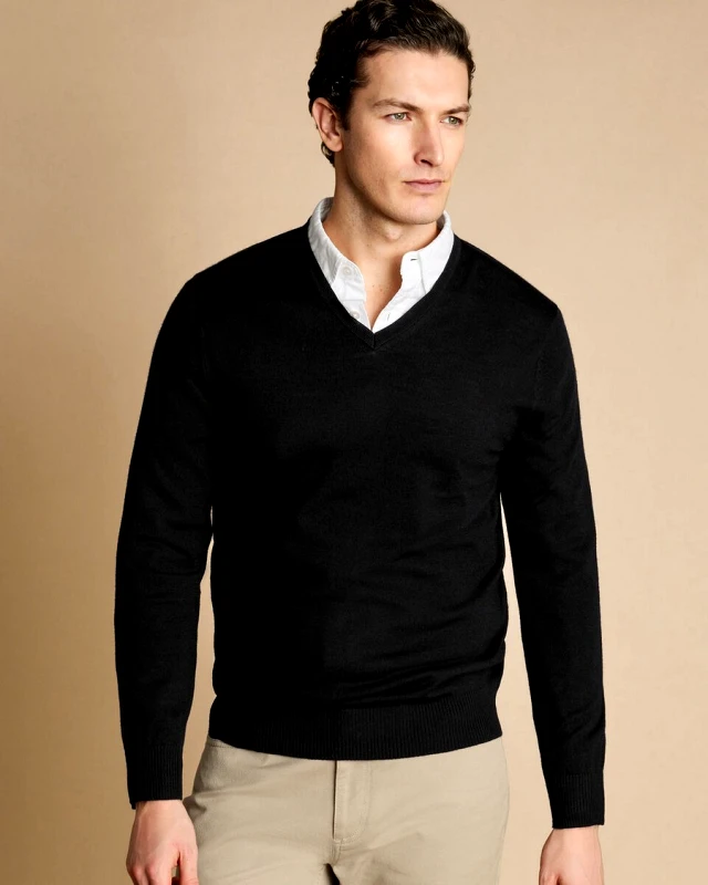 Charles Tyrwhitt Charles Tyrwhitt Ανδρικό Πουλόβερ V-Neck Merino Modern Fit