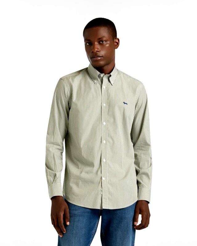 Harmont & Blaine Harmont&Blaine Ανδρικό Πουκάμισο Regular Fit Με Ρίγες Και Κεντημένο Dachshund Sport