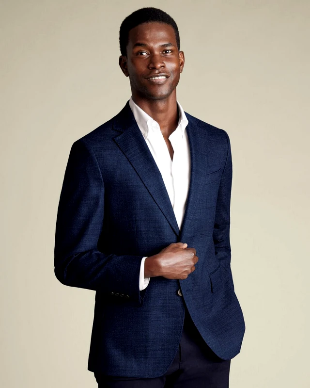Charles Tyrwhitt Charles Tyrwhitt Ανδρικό Σακάκι Blazer Μάλλινο με Stretch Modern Fit σε Ink Blue