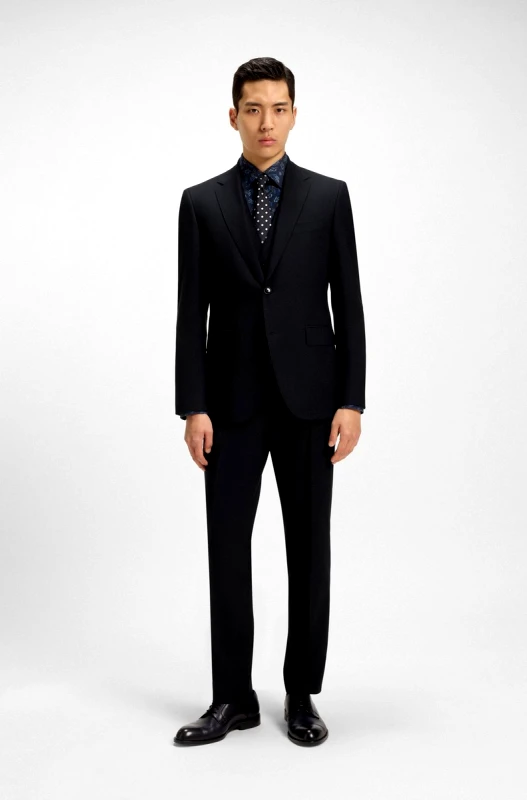 Boss Boss Ανδρικό Κοστούμι 3 Pieces Μάλλινο με Μικρομοτίβο Modern Fit σε Μπλε