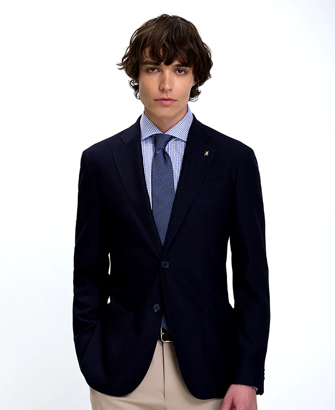 CC Collection Corneliani CC Collection Corneliani Ανδρικό Σακάκι Slim Fit Παρθένο Μαλλί Μπλε Σκούρο