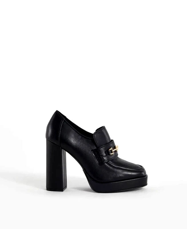 Gaudi Gaudi Γυναικεία Loafers με Πλατφόρμα και Ψηλό Τακούνι Μαύρα
