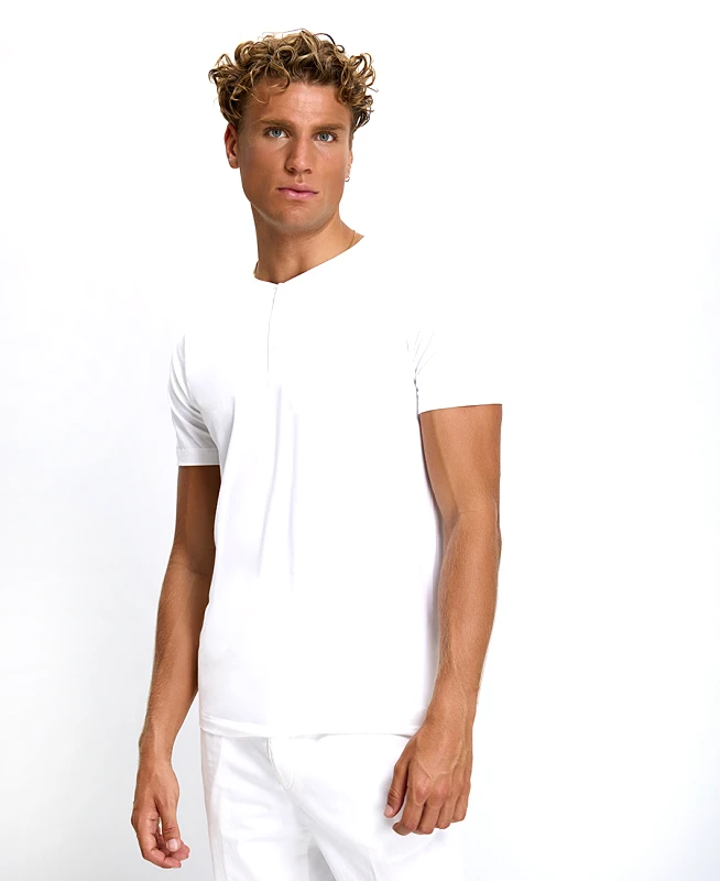 Commander Ανδρικό T-Shirt Βαμβακερό με Κουμπιά στη Λαιμόκοψη Regular Fit