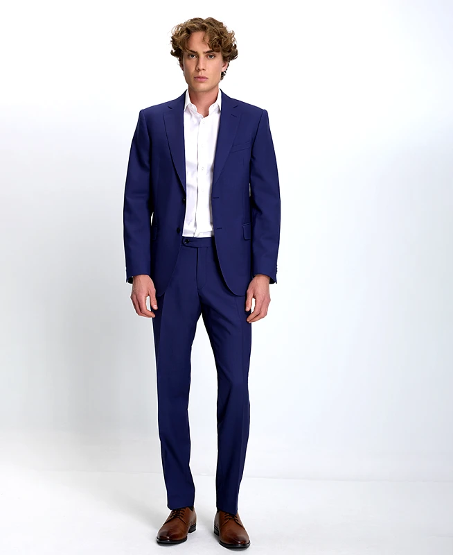 Kaiserhoff Kaiser Hoff Ανδρικό Κοστούμι Slim Fit Από Superfine Wool Μπλε
