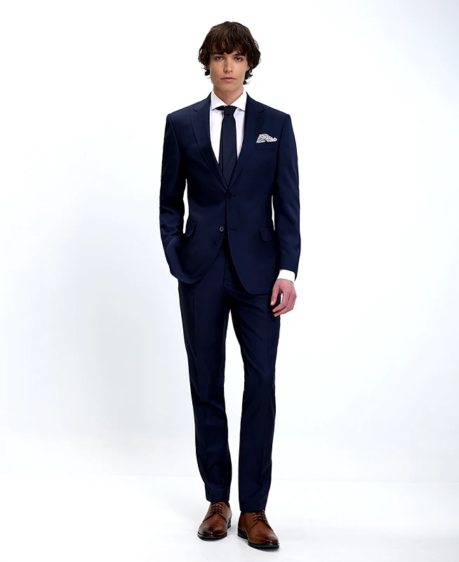 Vardas Vardas Ανδρικό Κοστούμι Slim Fit Μάλλινο Super 110’s Μπλε