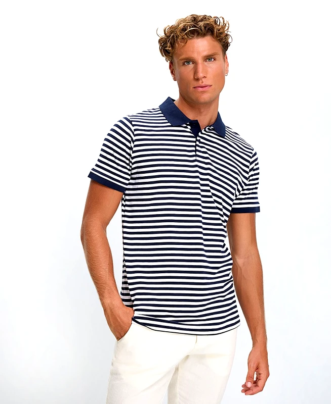 Commander Ανδρική Polo Μπλούζα Regular Fit Ριγέ Κοντομάνικη