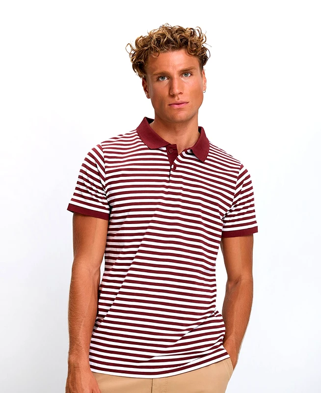 Commander Ανδρική Polo Μπλούζα Regular Fit Ριγέ Κοντομάνικη