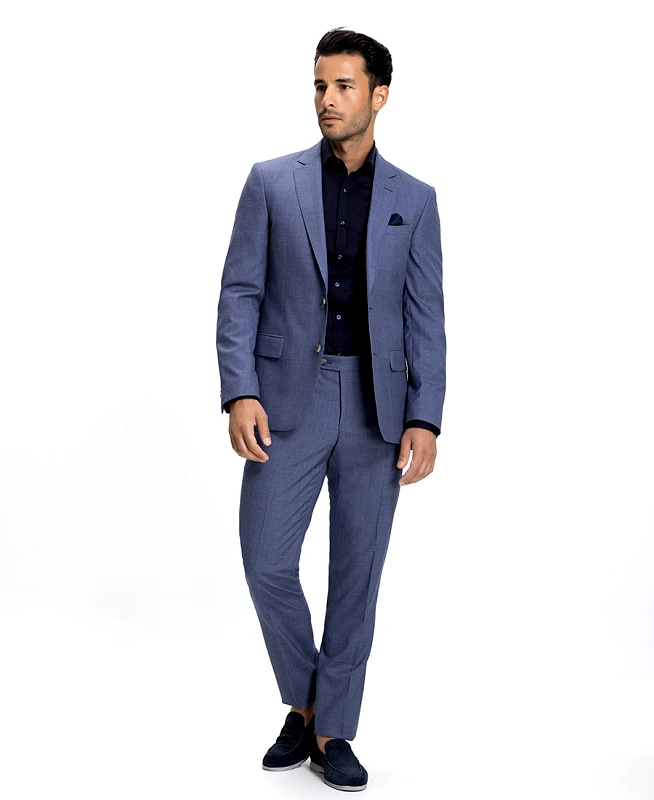 Hd X Vardas Hd x Vardas Ανδρικό Κοστούμι Slim Fit με Μετάξι Μπλε