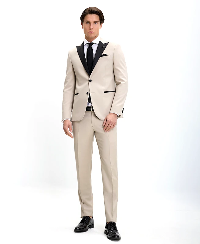 CC Collection Corneliani CC Collection Corneliani Ανδρικό Κοστούμι Tuxedo με Διχρωμία Σακακιού Slim Fit
