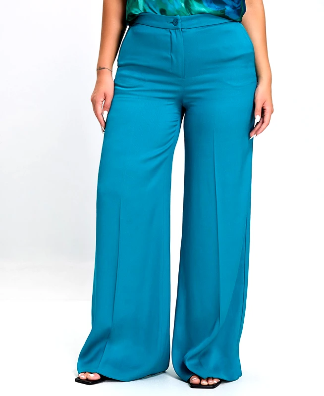 Diana D Γυναικείο Παντελόνι Wide Leg σε Πετρόλ