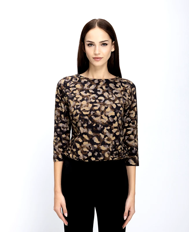 Clarina Γυναικεία Μπλούζα Βαμβακερή Με Animal Print
