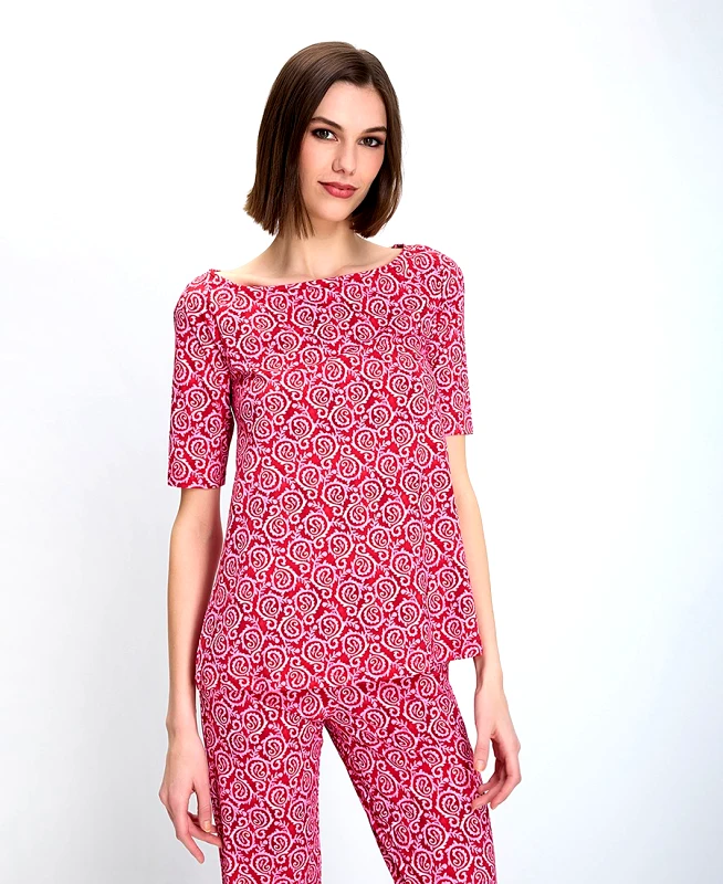 Maliparmi Maliparmi Γυναικείο Μπλουζάκι Slim Fit Με Στρογγυλή Λαιμόκοψη Και Μοτίβο