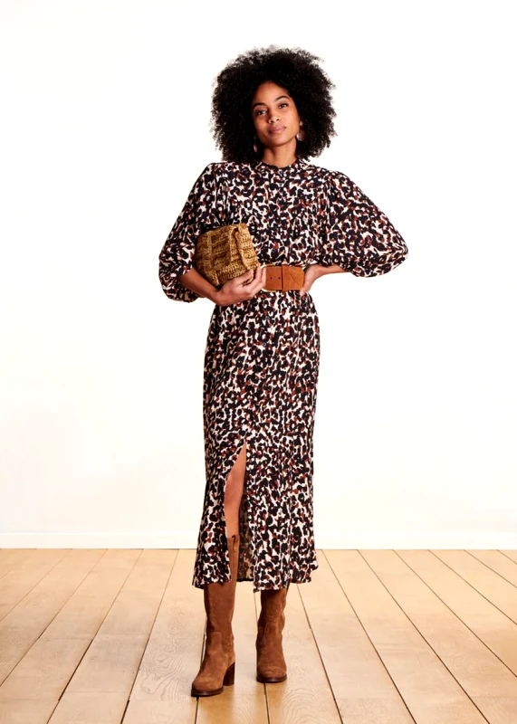 La Fee Maraboutee La Fee Maraboutee Γυναικείο Μακρύ Σεμιζιέ Regular Fit με Animal Print και Μανίκια 3/4