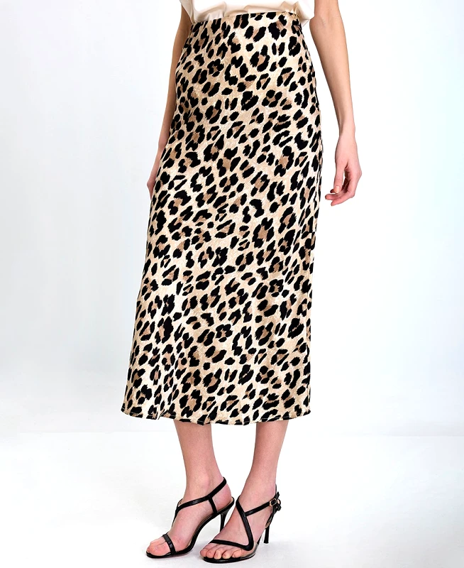 In Linea Firenze In Linea Firenze Γυναικεία Σατέν Φούστα Regular Fit Με Animal Print