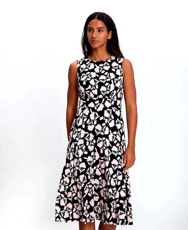 Stella Lorand Γυναικείο Αμάνικο Φόρεμα Midi με Floral Μοτίβο Regular Fit
