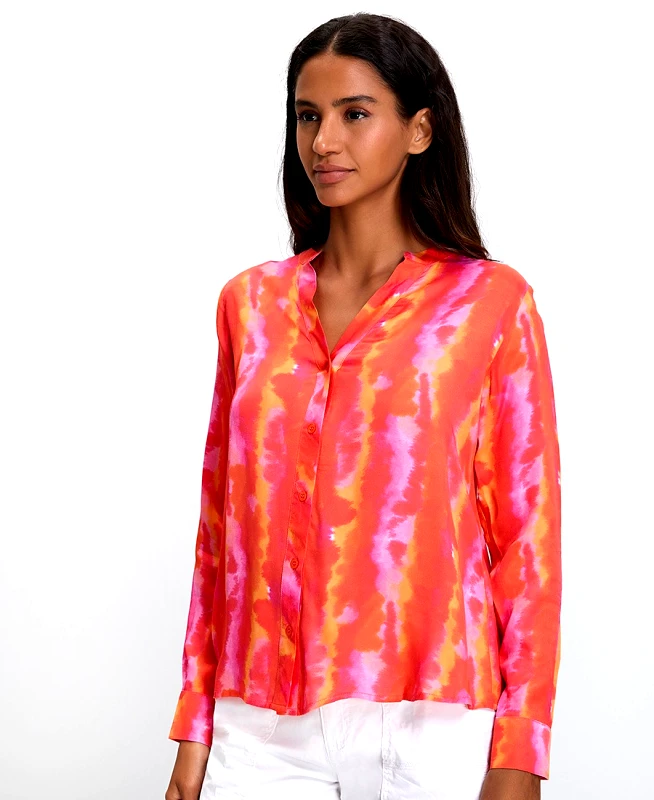 In Linea Firenze Γυναικείο Πουκάμισο Tie-Dye Regular Fit σε Εμπριμέ