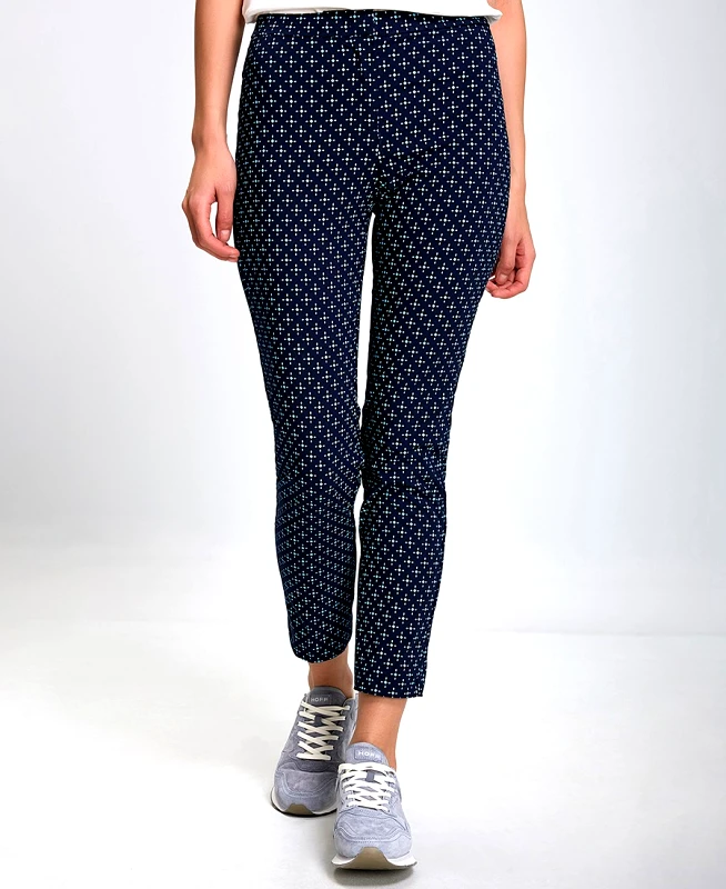 Laura Donini Γυναικείο Cropped Παντελόνι με Μικροσχέδιο Slim Fit σε Μπλε