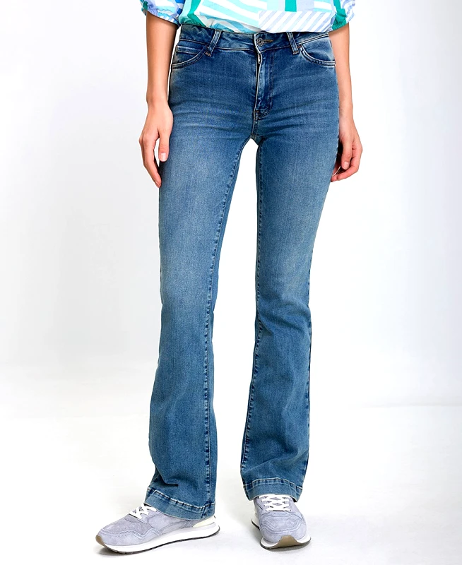 Caractere Caractere Γυναικείο Τζιν Παντελόνι Bootcut Ελαστικό σε Μπλε