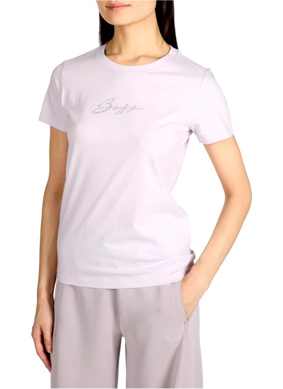 Boss Boss Γυναικείο T-Shirt Βαμβακερό Regular Fit Με Strass Logo