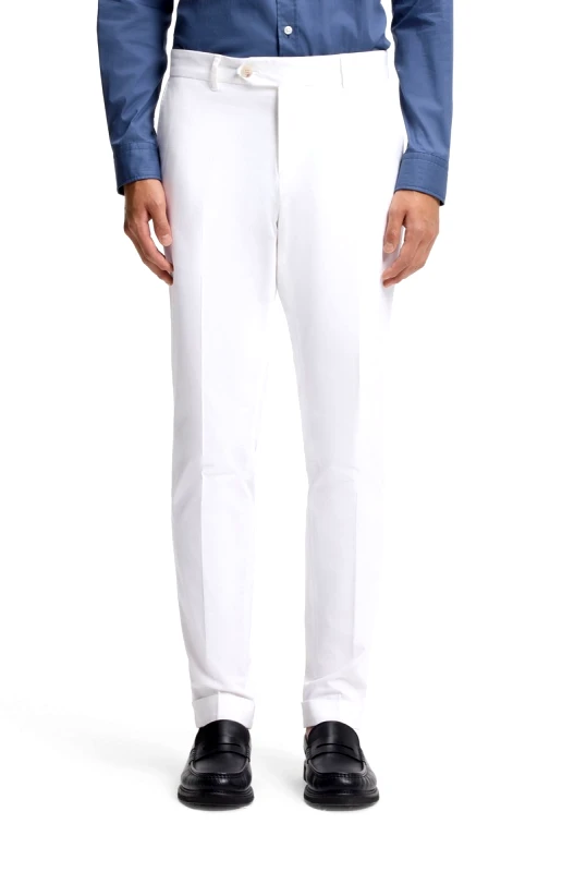 Boss Boss Ανδρικό Παντελόνι Slim Fit Από Βαμβακερό Stretch Με Turned Up Hems