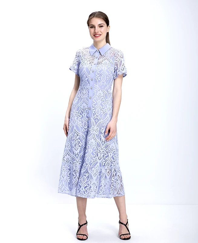 Phase Eight Phase Eight Γυναικείο Midi Φόρεμα Δαντέλα Με Κουμπιά Regular Fit