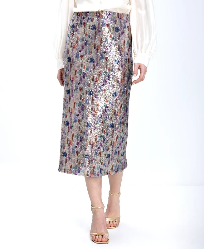 Elena Miro Elena Miro Γυναικεία Midi Φούστα Με Παγιέτες Regular Fit