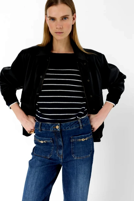 Gerald Darel Gerard Darel Γυναικείο Παντελόνι Denim Straight Fit Με Μεταλλικά Horsebit Details