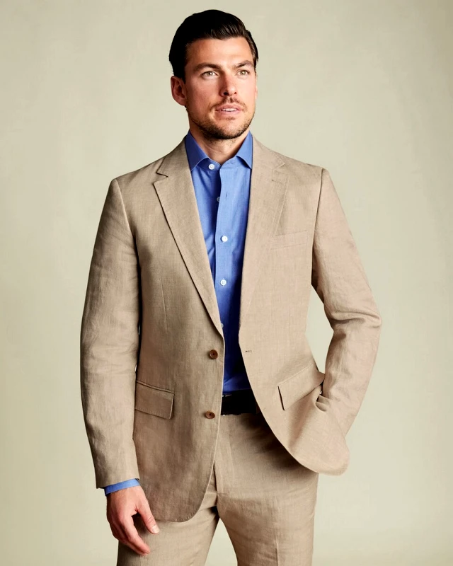 Charles Tyrwhitt Charles Tyrwhitt Ανδρικό Σακάκι Λινό Modern Fit σε Μπεζ