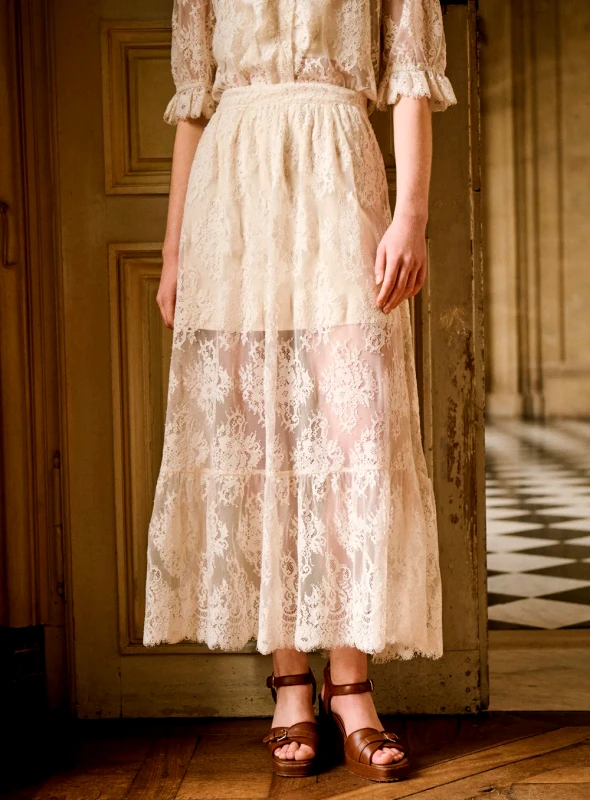Petite Mendigote Paris Petite Mendigote Γυναικεία Maxi Φούστα Με Δαντέλα Και Layered Σχέδιο