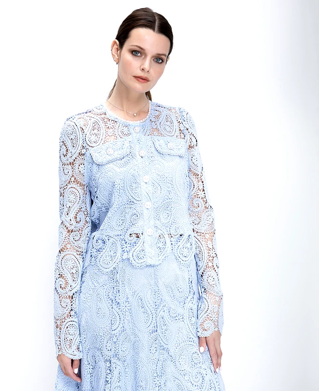Paper Lace Paper Lace Γυναικείο Σακάκι Regular Fit Δαντελένιο Με Κουμπιά Και Patch Τσέπες