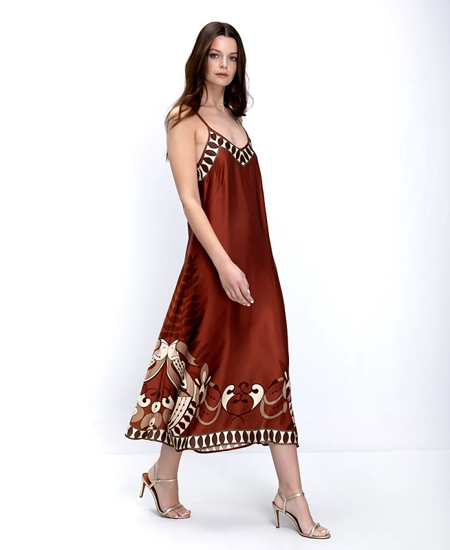Anonyme Anonyme Γυναικείο Φόρεμα Regular Fit Midi Με Τιράντες Και Ethnic Print