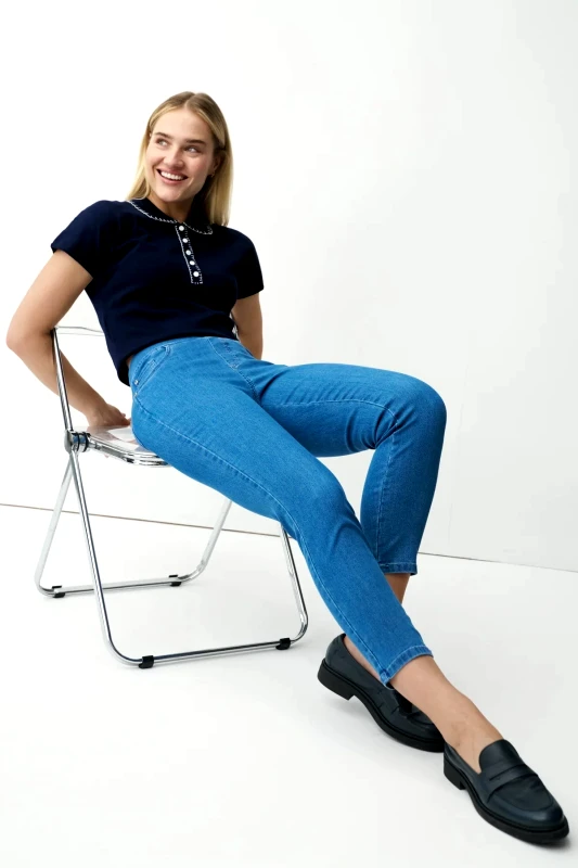 Anna Montana Anna Montana Γυναικείο Denim Παντελόνι 7/8 Με Ελαστική Μέση