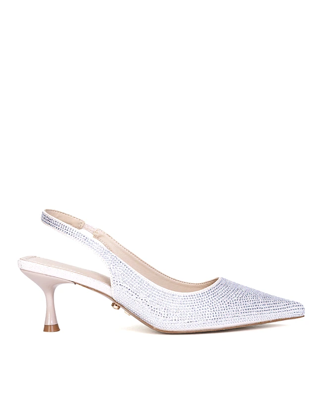 Twenty Four Haitch Twenty Four Haitch Γυναικείες Slingback Γόβες Με Strass Και Kitten Heel