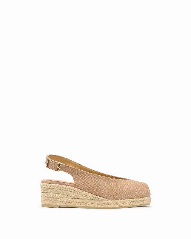 Castaner Castaner Γυναικείες Slingback Εσπαντρίγιες Από Καμβά Με Πλατφόρμα Από Jute
