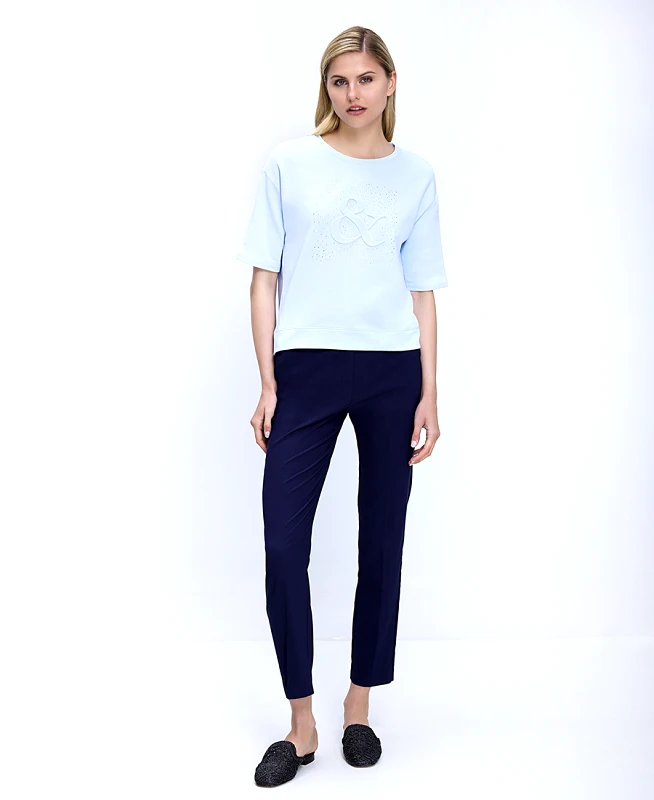 Laura Donini Γυναικείο Παντελόνι Regular Fit Με Ίσια Γραμμή Και Cropped Μήκος