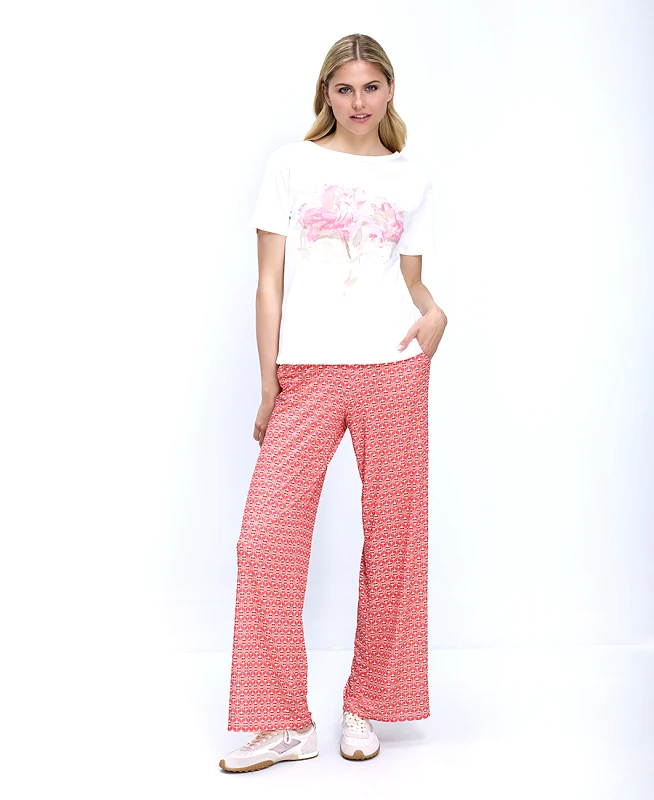 Laura Donini Γυναικείο Παντελόνι Wide Leg Με Print