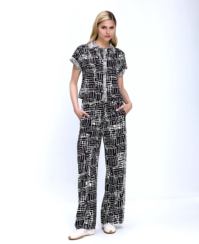 La Fee Maraboutee La Fee Maraboutee Γυναικείο Παντελόνι Relaxed Fit Με Γεωμετρικό Print Και Ελαστική Μέση