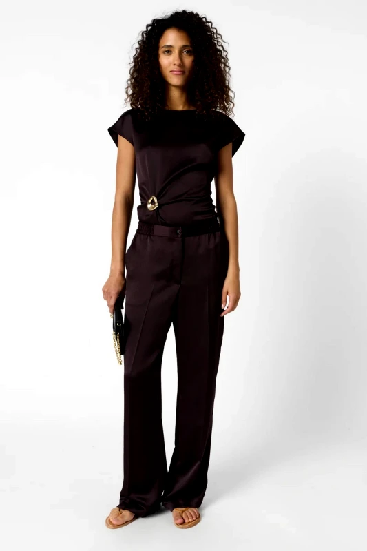 Gerard Darel Gerard Darel Γυναικείο Παντελόνι Satin Fluid Fit Με Πιέτα