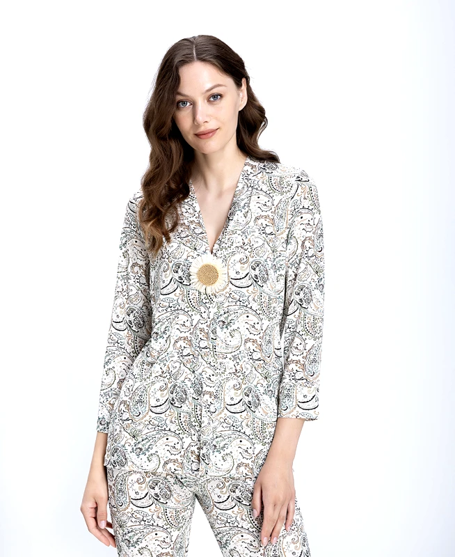 The Abito The Abito Γυναικείο Σακάκι Paisley Regular Fit Με Floral Κόσμημα