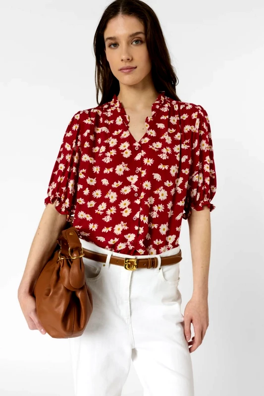 Gerard Darel Gerard Darel Γυναικεία Πουκαμίσα Floral Regular Fit Με Βολάν Γιακά
