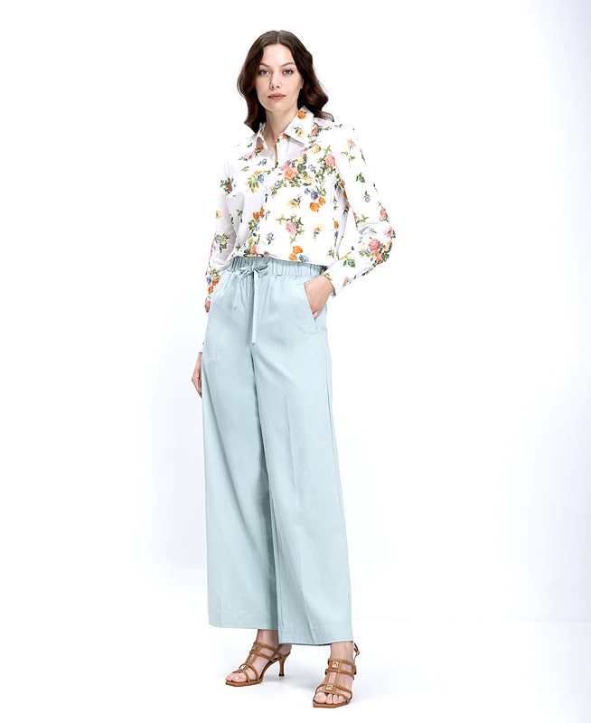 The Fashion People Γυναικείο Παντελόνι Wide Leg Με Λάστιχο Στη Μέση