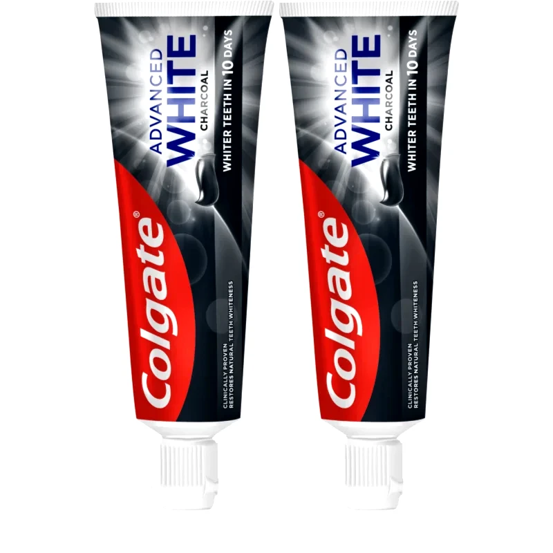 Colgate Colgate Advanced White Charcoal λευκαντική οδοντόκρεμα με ενεργό άνθρακα 2x75 ml