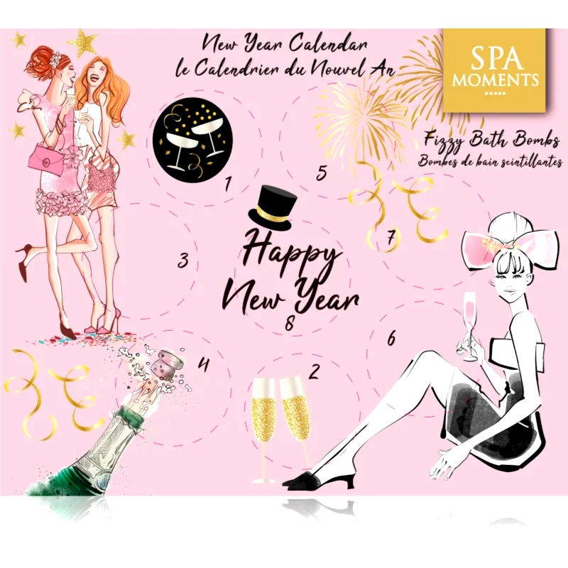 Spa Moments Spa Moments Happy New Year Sparkling Bath Bombs Ημερολόγιο αντίστροφης μέτρησης Νέας Χρονιάς
